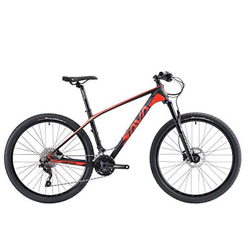 SAVADECK Bicicleta de montaña de Carbono Flamme1.0 27,5"/ 29" Cuadro de Fibra de Carbono Bicicleta de montaña rígida Ultraligero XC MTB con Grupo Shimano Deore M6100 de 12 velocidades