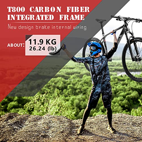 SAVADECK8.2 Carbono Bicicleta montaña 27,5"/ 29" Complete Hard Tail Bicicleta MTB 22 de Velocidad con 8000 DEORE XT Manituo M30 Tenedor de suspensión (Gris, 27.5 * 19)