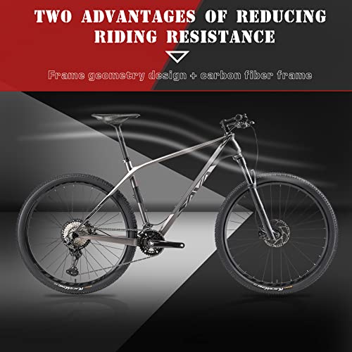 SAVADECK8.2 Carbono Bicicleta montaña 27,5"/ 29" Complete Hard Tail Bicicleta MTB 22 de Velocidad con 8000 DEORE XT Manituo M30 Tenedor de suspensión (Gris, 27.5 * 19)