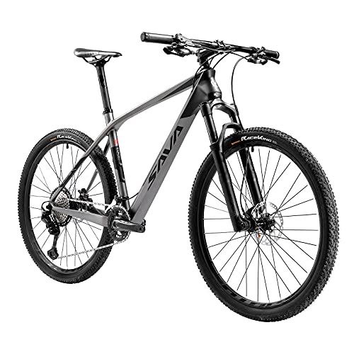 SAVADECK8.2 Carbono Bicicleta montaña 27,5"/ 29" Complete Hard Tail Bicicleta MTB 22 de Velocidad con 8000 DEORE XT Manituo M30 Tenedor de suspensión (Gris, 27.5 * 19)