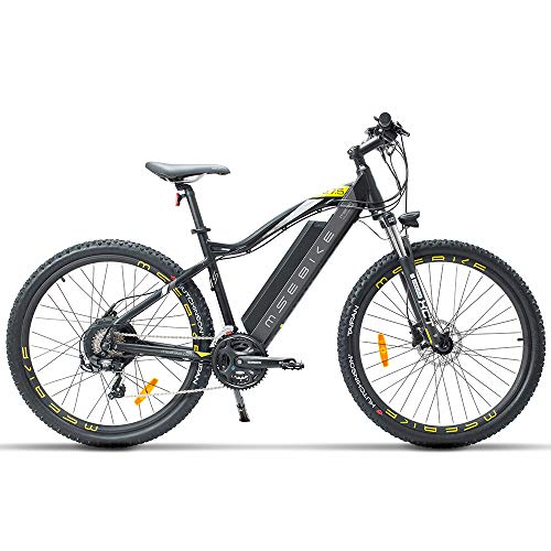 SAWOO Bicicleta de montaña eléctrica de 27,5 Pulgadas 400W 13ah Freno de Disco de batería extraíble, Shimano 21 velocidades, Bicicleta eléctrica de Playa para Adultos