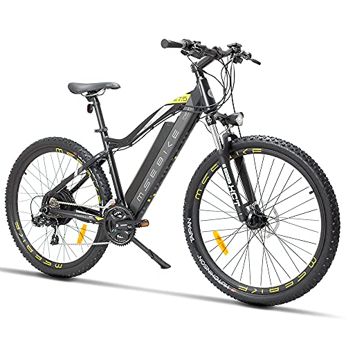 SAWOO Bicicleta de montaña eléctrica de 27,5 Pulgadas 400W 13ah Freno de Disco de batería extraíble, Shimano 21 velocidades, Bicicleta eléctrica de Playa para Adultos