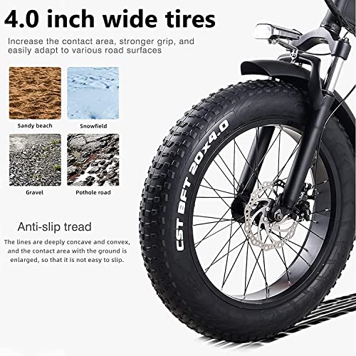 SAWOO Bicicleta eléctrica 4.0 Fat Bike Neumático 20 Pulgadas Fat Bike Bicicleta eléctrica Plegable 15ah Batería de Litio Bicicleta eléctrica Ebike EU Stock