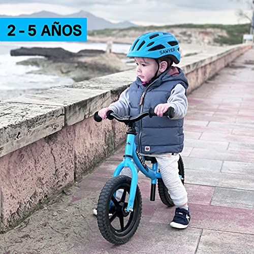 Sawyer - Bicicleta Sin Pedales Ultraligera - Niños 2, 3, 4 y 5 años (Azul)
