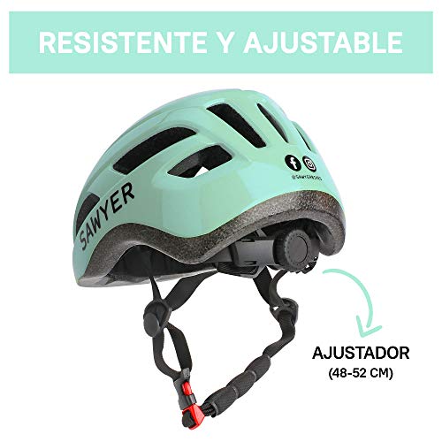 Sawyer Bikes - Casco Infantil Ajustable Niños - Bicicleta/Patinete (Mint)