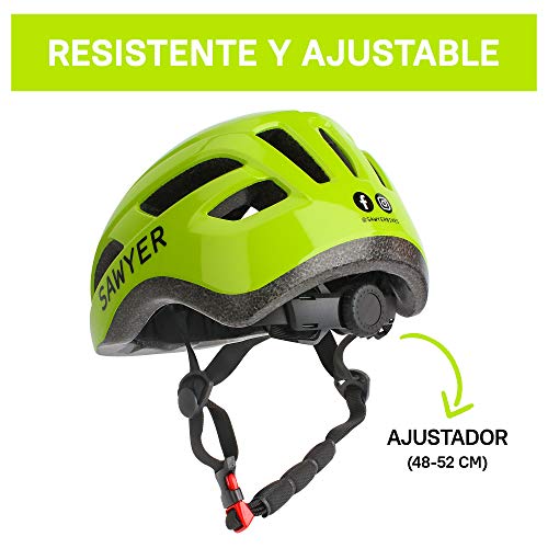 Sawyer Bikes - Casco Infantil Ajustable Niños - Bicicleta/Patinete (Verde)