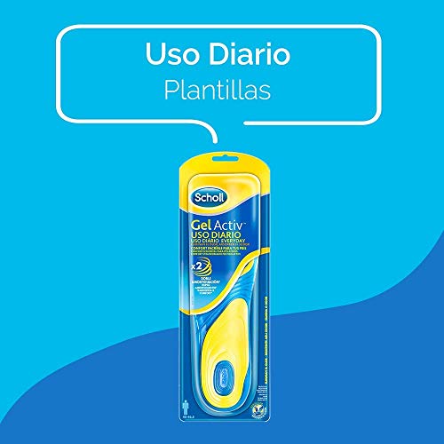 Scholl Plantillas Gel Activ Uso Diario para hombre, para el dia a dia, mayor comodidad y absorción del olor y sudor, talla 40 - 46.5, 1 par (2 plantillas)