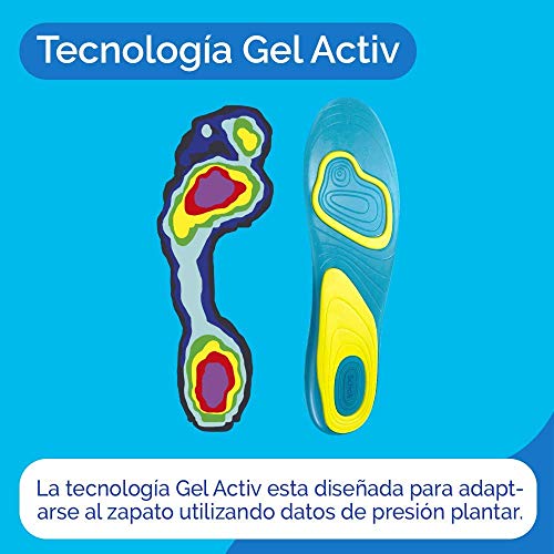 Scholl Plantillas Gel Activ Uso Diario para hombre, para el dia a dia, mayor comodidad y absorción del olor y sudor, talla 40 - 46.5, 1 par (2 plantillas)