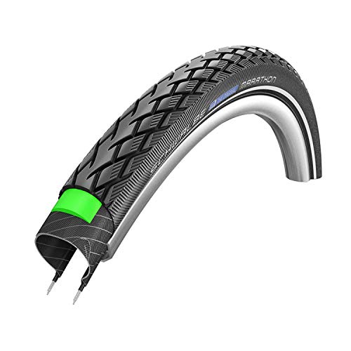 Schwalbe Marathon - Cámara para bicicleta (50,8 x 3,81 cm, con alambre, incluye capa reflectante Greenguard) negro