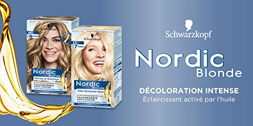 Schwarzkopf Nordic Blonde M1 Mechas Radiantes - Coloración permanente - Aclara hasta 6 tonos - Con aceite activador&OmegaPLEX - Pack de 3