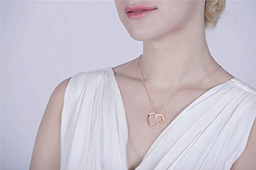 Scott NaismithCollar personalizado de corazón con nombre de madres, 5 piedras natales simuladas, collar de madre e hijo para esposa y madre (plata de ley 925) 14.0 oro rosa