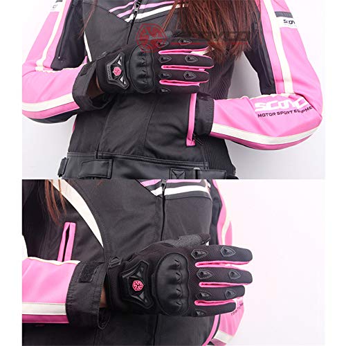 SCOYCO Mujer Guantes de Motocicleta Armadura Transpirable Guante Femenino Antideslizante MBX / MTB / ATV Sport Pink Dirt Bike Guantes Pantalla táctil (M)