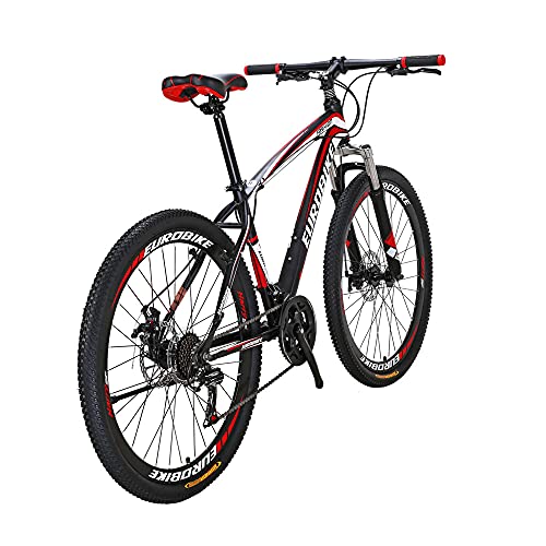 SD X1 Bicicleta de montaña para adultos 17 pulgadas marco de acero 27.5 pulgadas rueda freno disco 21 velocidad sistema de engranajes suspensión delantera MTB bicicleta (Muti habló rueda negra)