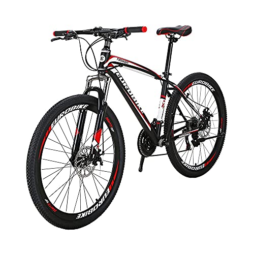 SD X1 Bicicleta de montaña para adultos 17 pulgadas marco de acero 27.5 pulgadas rueda freno disco 21 velocidad sistema de engranajes suspensión delantera MTB bicicleta (Muti habló rueda negra)