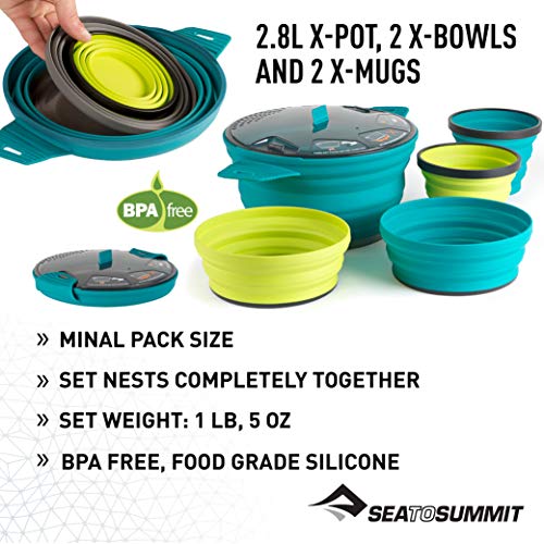 Sea to Summit X-Set: 31 5pc (X-Pot 2.8L, Bowls, 2 X-Mugs) Olla Acampada y Senderismo, Adultos Unisex, Multicolour, Talla Única