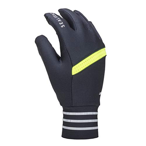 SEALSKINZ Guantes Reflectantes, Hombre Solo Reflective, Unisex-Adult, Black/Neon Yellow, X-Large