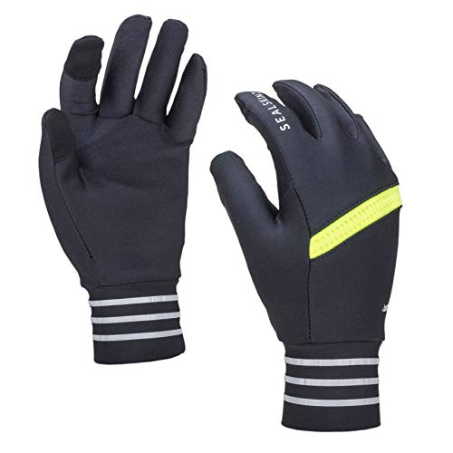 SEALSKINZ Guantes Reflectantes, Hombre Solo Reflective, Unisex-Adult, Black/Neon Yellow, X-Large