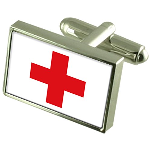 Select Gifts Cruz Roja Gemelos de bandera con bolsa