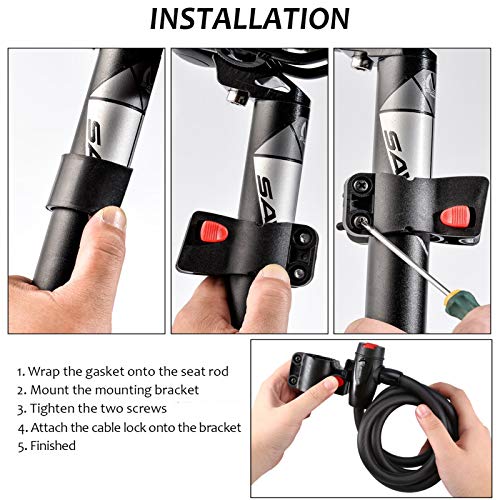 Selighting Candado para MTB Bicicleta Montaña Candado de Cadena Llave para Bicicleta al Aire Libre Ciclismo Scooter Rejas y Otros Artículos Que se Deben Asegurar, 1.8M