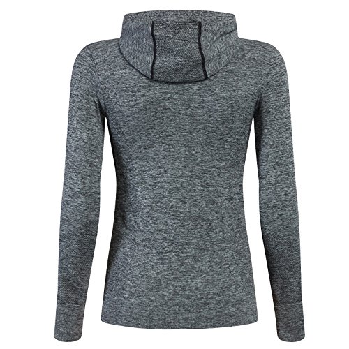 Selighting Chaquetas Deportivas Mujer Sudadera Fitness con Capucha y Cremallera de Manga Larga para Gimnasio,Gym,Running,Correr,Ciclismo (L, Gris)