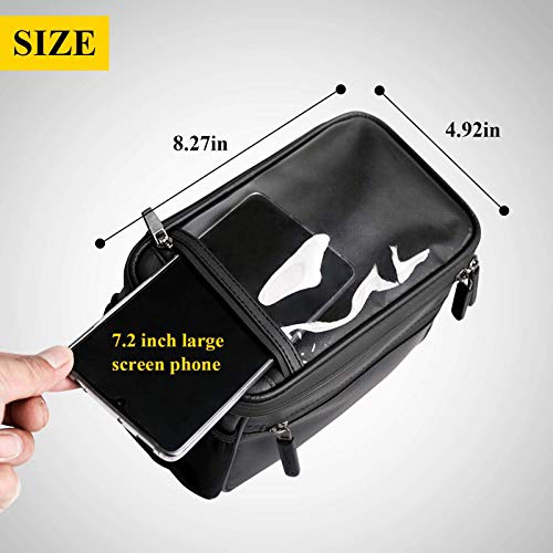 Selighting Impermeable Bolsa de Manillar de Bicicletas de Carretera y de Montaña para Ciclismo, Incluye Correa para el Hombro Extraíble y Cubierta para la Lluvia (Negro)