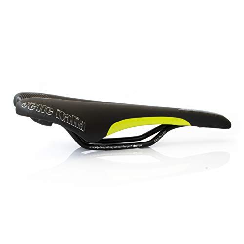 Sella italia X1 FEC Sillín para Bicicleta, Unisex, Negro/Amarillo Fluorescente, Talla única