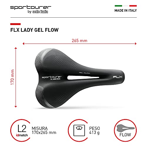 Selle Italia FLX Gel Flow Sillín, Mujer, Negro, L2