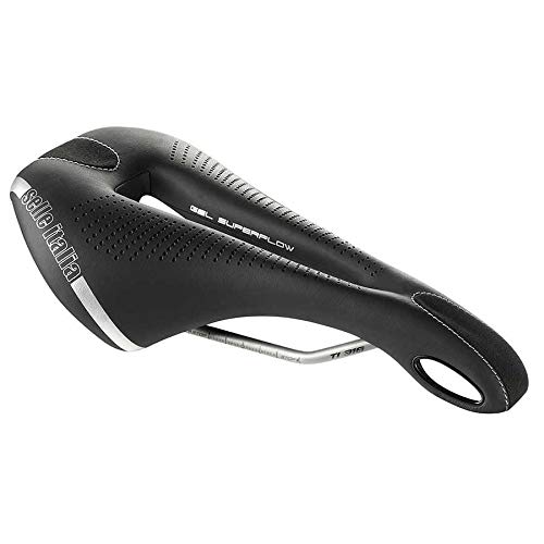 Selle Italia - Sillìn Bicicleta de Carretera MAX FLITE Gel Superflow, Rail TI 316 Tubo Ø7, Sillìn Road Gran Turismo Fibra-tek, Comfort Gel, Amortiguador