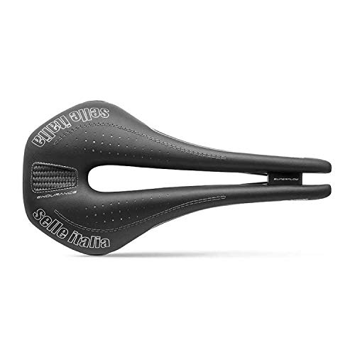 Selle Italia - Sillìn Bicicleta de Carretera Novus Endurance Superflow, Rail TI 316 Tubo Ø7, Sillìn Corto Road Perfomance Fibra-tek Ligero, Ultra Comfort Gel (L3)