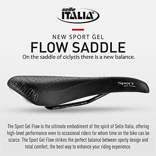 Selle Italia - Sillìn Bicicleta de Carretera Sport Gel Flow, Rail FeC Alloy Ø7, Sillìn Road Gran Turismo Duro-tek, Comfort Gel, Amortiguador