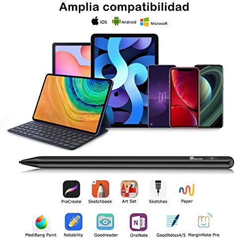 Selvim Lápiz para Pantalla Táctil Stylus Pen Universal, Lapiz Óptico Capacitivo con Punta de 1.5mm Fina, para Dibujar en Tableta, iPad, Móviles de Android, iOS, Huawei, Surface, Pencil para Tablet