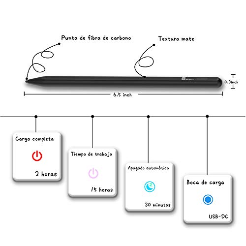Selvim Lápiz para Pantalla Táctil Stylus Pen Universal, Lapiz Óptico Capacitivo con Punta de 1.5mm Fina, para Dibujar en Tableta, iPad, Móviles de Android, iOS, Huawei, Surface, Pencil para Tablet