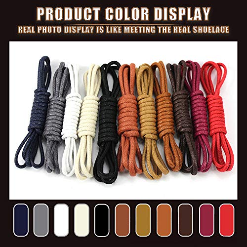 SENDILI Cordones Redondos - 3 Pares Waxed Impermeable Duradero Cordones de Zapatos para Zapatos de uniforme, Calzado de trabajo, Botas de Montaña, 2.5mm Diámetro,90cm Longitudes/Marrón