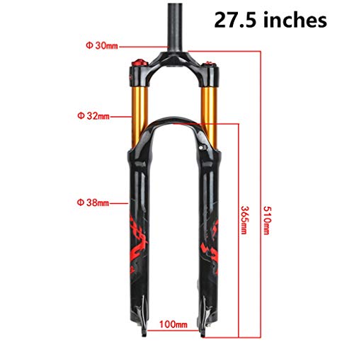 Sentarse ZZQ- Bicicleta Horquilla Delantera Aleación De Magnesio MTB Horquilla De Suspensión Estructura Fuerte Horquilla De Aire De Accesorios De Bicicleta 26/27.5/29 Pulgadas