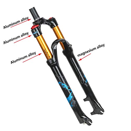 Sentarse ZZQ- Bicicleta Horquilla Delantera Aleación De Magnesio MTB Horquilla De Suspensión Estructura Fuerte Horquilla De Aire De Accesorios De Bicicleta 26/27.5/29 Pulgadas