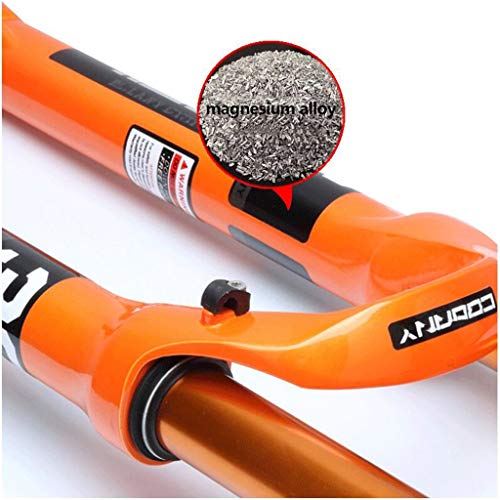 Sentarse ZZQ- MTB Horquilla De Suspensión Duraderas Bicicleta Horquilla Delantera Estructura Fuerte Horquilla De Aire De Mojadura Accesorios De Bicicleta 26/27.5/29 Pulgadas