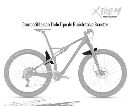 Seribas Guardabarros Bicicleta de Montaña (2 unds) Delantero y Trasero, Incluye Bridas, Apariencia Carbono MTB Color Blanco.