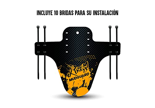 Seribas Guardabarros MTB-2 Unidades Incluye Bridas-Guardabarros Carbono-Guardabarros Bicicleta montaña-MTB Mudguard (Naranja)