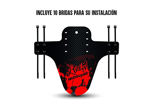 Seribas Guardabarros MTB-2 Unidades Incluye Bridas-Guardabarros Carbono-Guardabarros Bicicleta montaña-MTB Mudguard (Rojo)