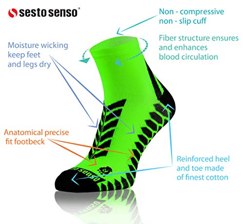 Sesto Senso Calcetines Deporte Colores Cortos Algodón Hombre Mujer 3-12 Pares Gris Turquesa 43-47 3 Pack Verde Mix