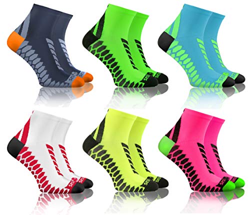 Sesto Senso Calcetines Deporte Colores Cortos Algodón Hombre Mujer 3-12 Pares Gris Verde Turquesa Blanco Amarillo Rosa 43-47 6 Pack Mix