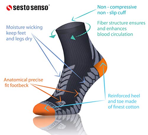 Sesto Senso Calcetines Deporte Colores Cortos Algodón Hombre Mujer 3-12 Pares Gris Verde Turquesa Blanco Amarillo Rosa 43-47 6 Pack Mix