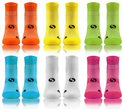 Sesto Senso Calcetines Deporte Colores Mujer Hombre Algodón 3-6 Pares Amarillo Verde Turquesa Blanco Rosa 43-47 6 Pack Naranja