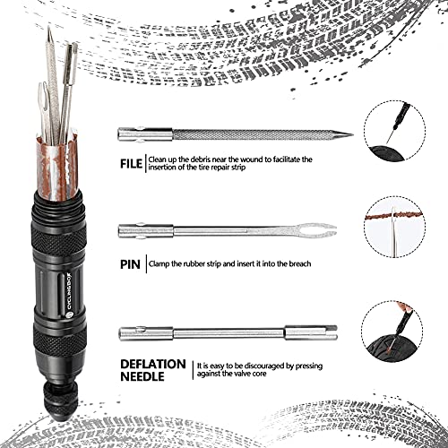 Set de reparación para Ruedas,Kit de Herramientas Tubeless, Kit de Herramientas de Reparación de Neumáticos Tubeless para Bicicleta Carretera montaña, para Neumáticos de Bicicleta de Carretera MTB