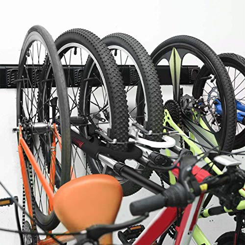 SETROVIC - Soporte de pared para 5 bicicletas, para casa y garaje (5 ganchos y 2 rieles)