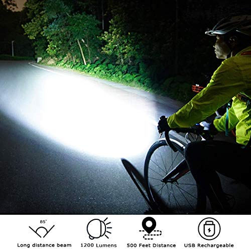 SEWOBYE Luz Bicicleta Led Alta Potencia 2400 Lúmenes, Luces Bicicleta  Recargable USB Delantera con Pantalla Led, Luz Bici de Montaña 5 Modes y  Luz