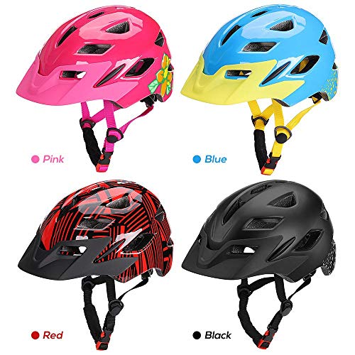 SFBBBO Casco Bicicleta 2020 nuevos Cascos de Bicicleta ultraligeros para niños, Casco Deportivo de Patinaje de Ciclismo Ligero para Bicicleta con Gorra de luz de Seguridad roja