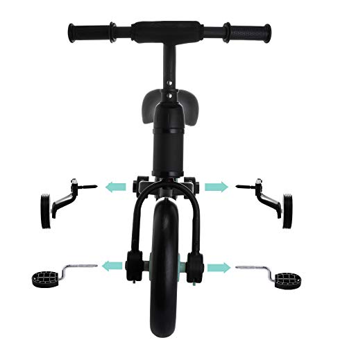 Sfeomi Bicicleta de Equilibrio para Niños 12 Pulgadas Bici para Niños con Pedales Desmontables Bicicleta de Equilibrio Infantil con Rueda Auxiliar (Azul)