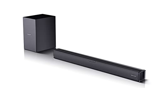 SHARP HT-SBW182 Soundbar 2.1 Slim con Subwoofer inalámbrico, Bluetooth con HDMI ARC/CEC, 160W, audio óptico digital, AUX, Negro, 74 cm