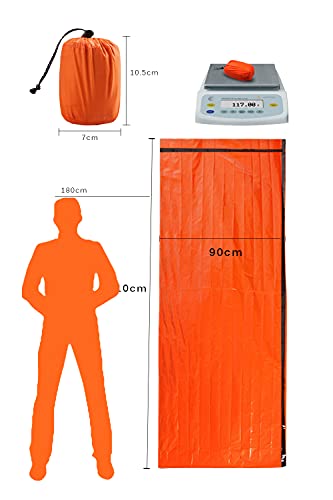 Shayson Saco de Emergencia Dormir,Aislamiento Térmico, Exterior Brillante Naranja Fácil de Localizar Portátil,para Acampar Supervivencia Al Aire Libre 2 Pack